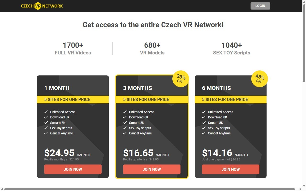 Czech VR Network membership and pricing