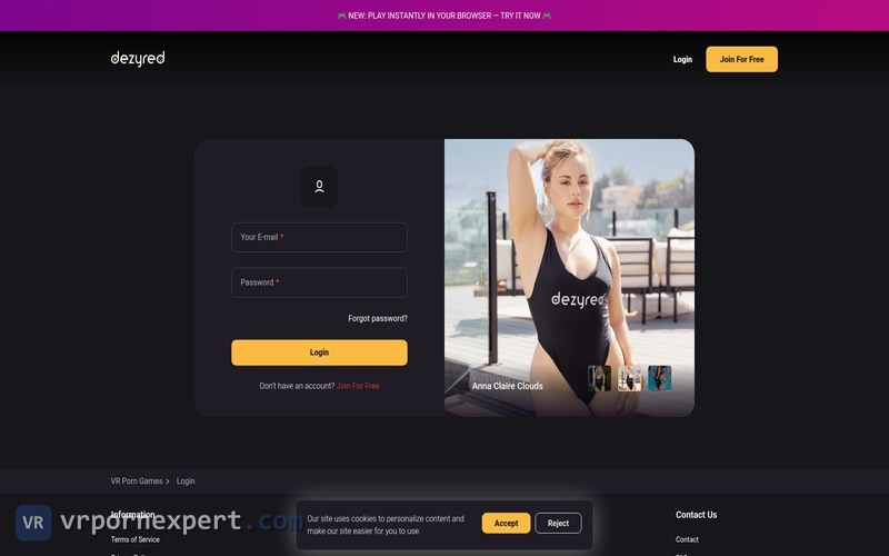 Dezyred login card shown to guests instead of the games catalog