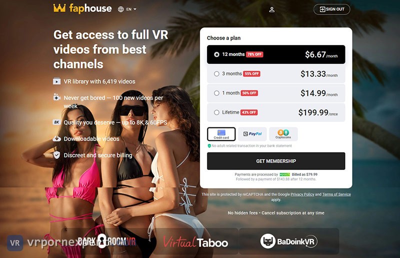 Fap House VR membership