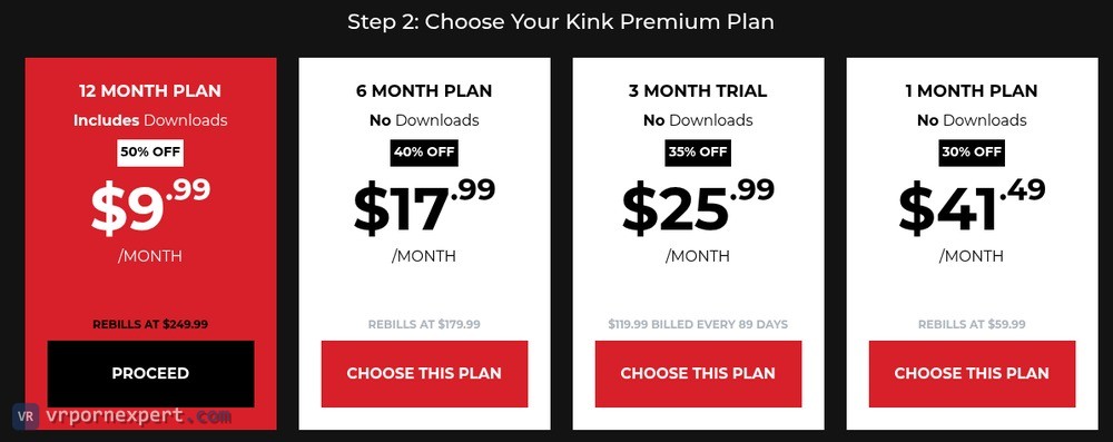 Kink VR membership pricing