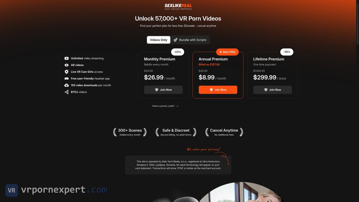 SexLikeReal membership plans