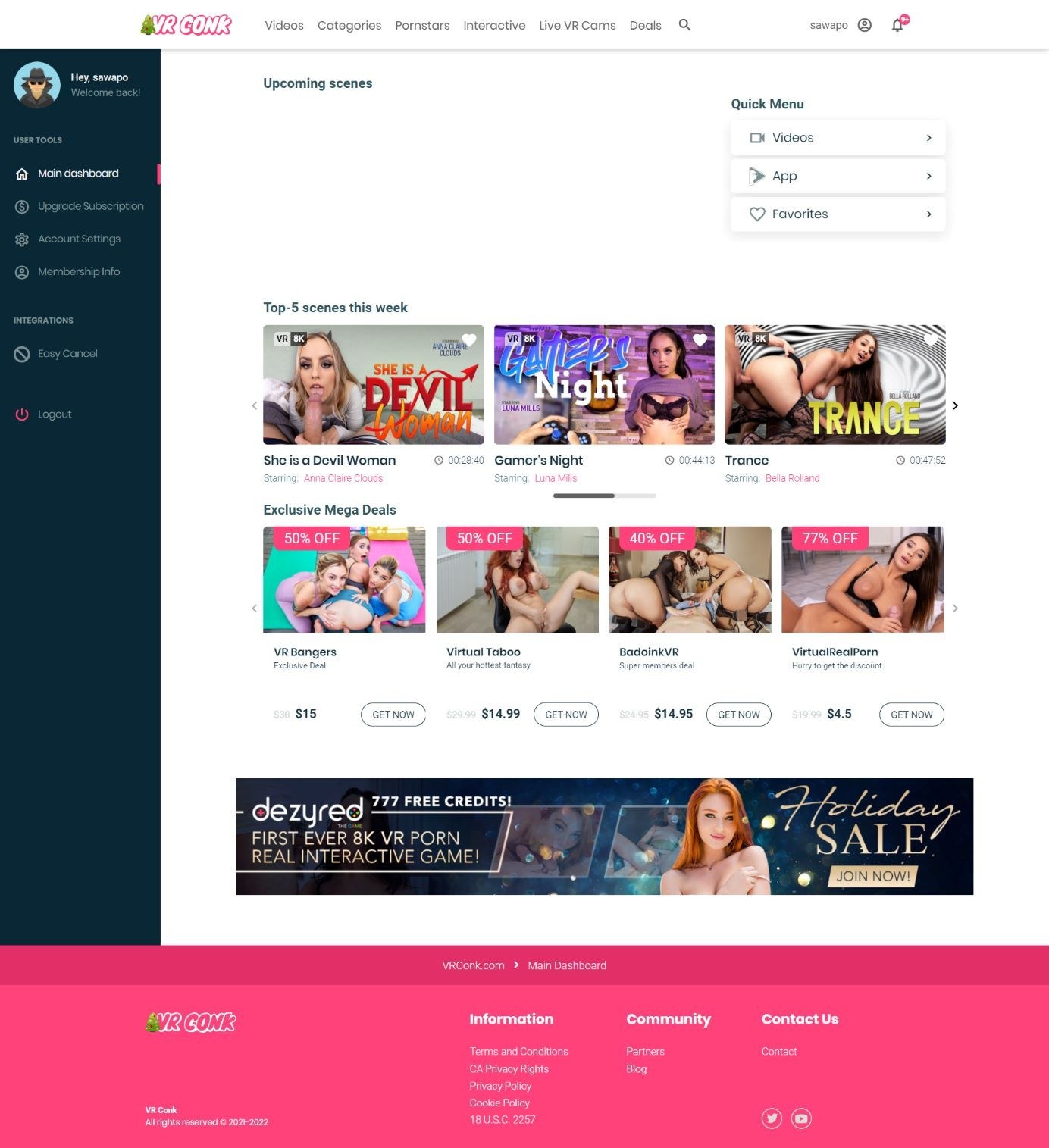 VR Conk homepage
