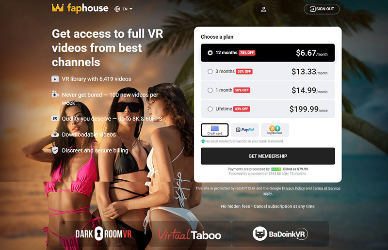 Fap House VR membership